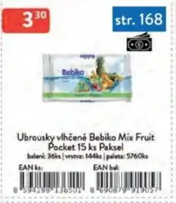Qanto Ubrousky vlhčené Bebiko Mix Fruit Pocket 15 ks Paksel nabídka