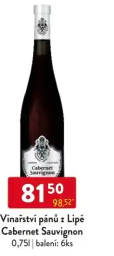 Qanto Vinařství pánů z Lipé Cabernet Sauvignon nabídka