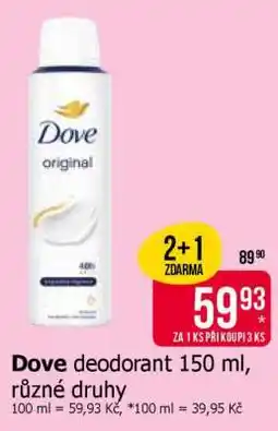 Teta Dove deodorant 150 ml, různé druhy nabídka