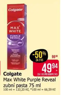 Teta Colgate Max White Purple Reveal zubní pasta 75 ml nabídka