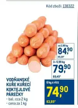 Makro VODŇANSKÉ KUŘE KUŘECÍ KOKTEJLOVÉ PÁREČKY nabídka