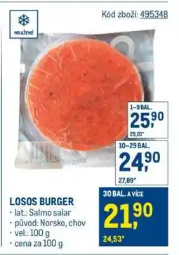 Makro Losos burger nabídka