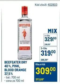 Makro BEEFEATER DRY 40 %, PINK, BLOOD ORANGE 37,5 % nabídka