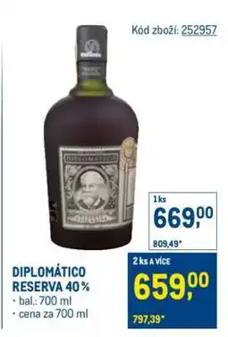 Makro DIPLOMÁTICO RESERVA 40 % nabídka
