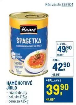 Makro HAMÉ Hotové jídlo nabídka