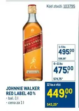 Makro Johnnie Walker Red Label 40 % nabídka