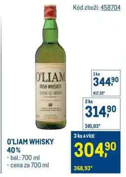 Makro O'LIAM WHISKY 40 % nabídka