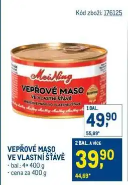 Makro Vepřové maso ve vlastní šťávě nabídka