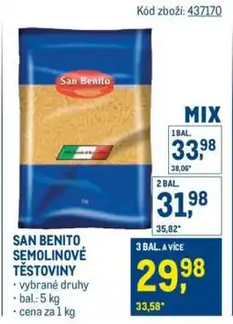 Makro SAN BENITO SEMOLINOVÉ TĚSTOVINY nabídka