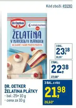Makro DR. OETKER ŽELATINA PLÁTKY nabídka