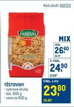 Makro Těstoviny nabídka