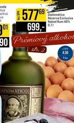 Jip Diplomático Reserva Exclusiva Naked Rum 40% 0,7 l nabídka