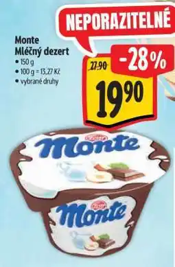 Albert Monte mléčný dezert nabídka