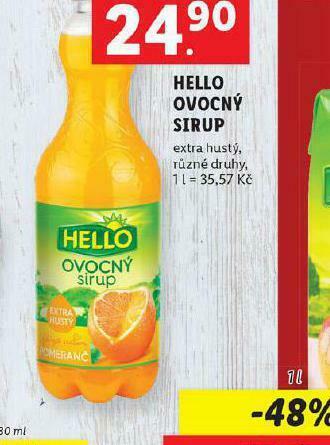 Lidl Hello ovocný sirup nabídka