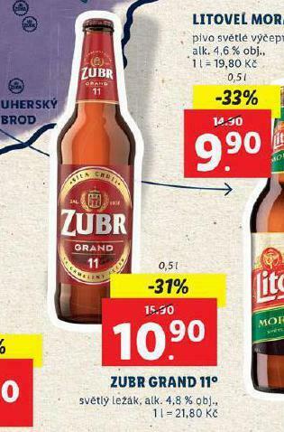 Lidl Pivo zubr grand 11 nabídka