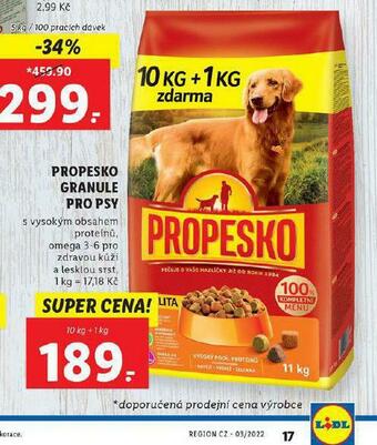 Lidl Propesko granule pro psy nabídka