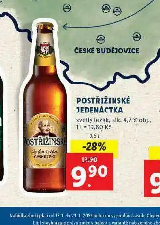 Lidl Pivo postřižinská jedenáctka nabídka