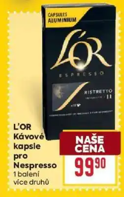 Billa L’OR kávové kapsle pro Nespresso nabídka