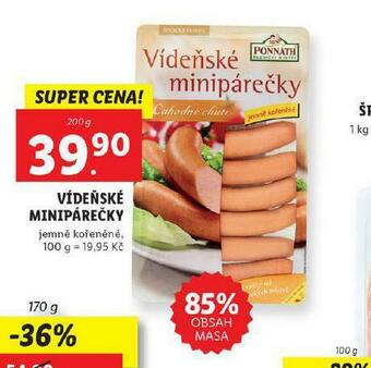 Lidl Vídeňské minipárečky nabídka