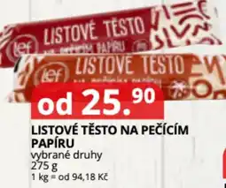 Potraviny CZ Listové těsto na pečícím papíru nabídka
