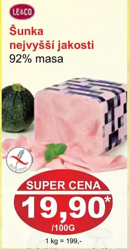 PLUS JIP Šunka nejvyšší jakosti 92% masa nabídka