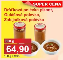 PLUS JIP Dršť❜ková polévka pikant, Gulášová polévka, Zabíjačková polévka nabídka