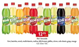 Qanto Koli limonáda kiwi, bezinka, oranž, multivitamin, malina, bílý hrozen, jablko, citron, cola classic, grep, mango nabídka