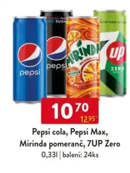 Qanto Pepsi cola, Pepsi Max, Mirinda pomeranč, 7UP Zero nabídka