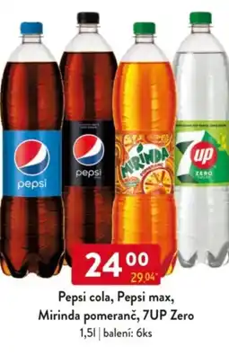 Qanto Pepsi cola, Pepsi max, Mirinda pomeranč, 7UP Zero nabídka