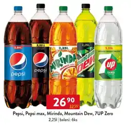 Qanto Pepsi, Pepsi max, Mirinda, Mountain Dew, 7UP Zero nabídka