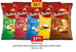 Qanto Bohemia chips jemně solené, slanina, čerstvý sýr a cibulka, špíz, smetana a cibule nabídka