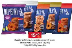 Qanto Dupetky chilli-lime, mořská sůl, černý a bílý sezam, cibule a med a hořčice, rajče a bylinky 70/80/80/70 nabídka