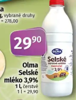 COOP TIP OLMA Selské mléko 3,9% nabídka