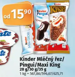 COOP TIP Kinder mléčný řez/ pingui/maxi king nabídka