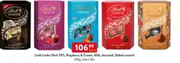 Qanto Lindt Lindor Dark 70%, Raspberry & Cream, Milk, Assorted, Salted caramel nabídka