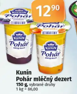 COOP TIP KUNÍN Pohár mléčný dezert nabídka