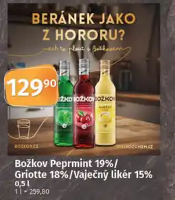 COOP TIP BOŽKOV Peprmint 19%/ griotte 18%/vaječný likér 15% nabídka