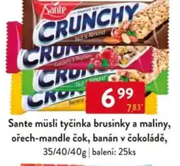 Qanto Sante müsli tyčinka brusinky a maliny, ořech-mandle čok, banán v čokoládě nabídka