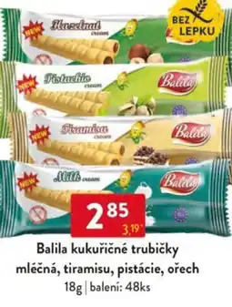 Qanto Balila kukuřičné trubičky mléčná, tiramisu, pistácie, ořech nabídka