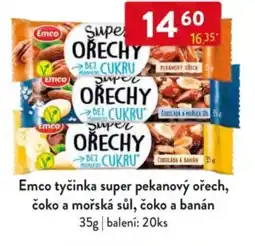 Qanto Emco tyčinka super pekanový ořech, čoko a mořská sůl, čoko a banán nabídka