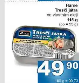 Jip Hamé Tresčí játra ve vlastním oleji nabídka