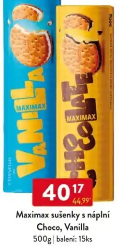 Qanto Maximax sušenky s náplní Choco, Vanilla nabídka