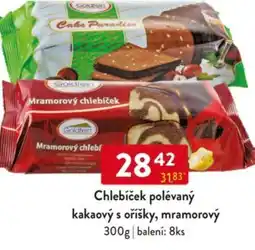 Qanto Chlebíček polévaný kakaový s oříšky, mramorový nabídka