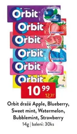 Qanto Orbit draže Apple, Blueberry, Sweet mint, Watermelon, Bubblemint, Strawberry nabídka