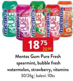 Qanto Mentos Gum Pure Fresh spearmint, bubble fresh watermelon, strawberry, vitamins nabídka