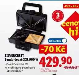Lidl Silvercrest Sendvičovač XXL 900 W nabídka