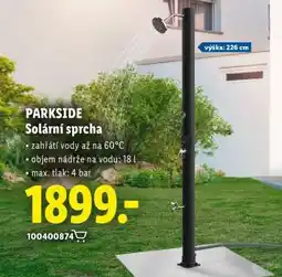 Lidl PARKSIDE SOLÁRNÍ SPRCHA nabídka