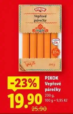 Lidl PIKOK VEPŘOVÉ PÁREČKY nabídka