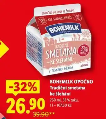 Lidl BOHEMILK OPOČNO Tradiční smetana ke šlehání nabídka