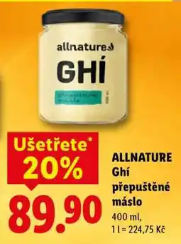 Lidl Allnature Ghí přepuštěné máslo nabídka